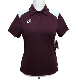 ASICS NWT Maroon Short Sleeves Polo Women M